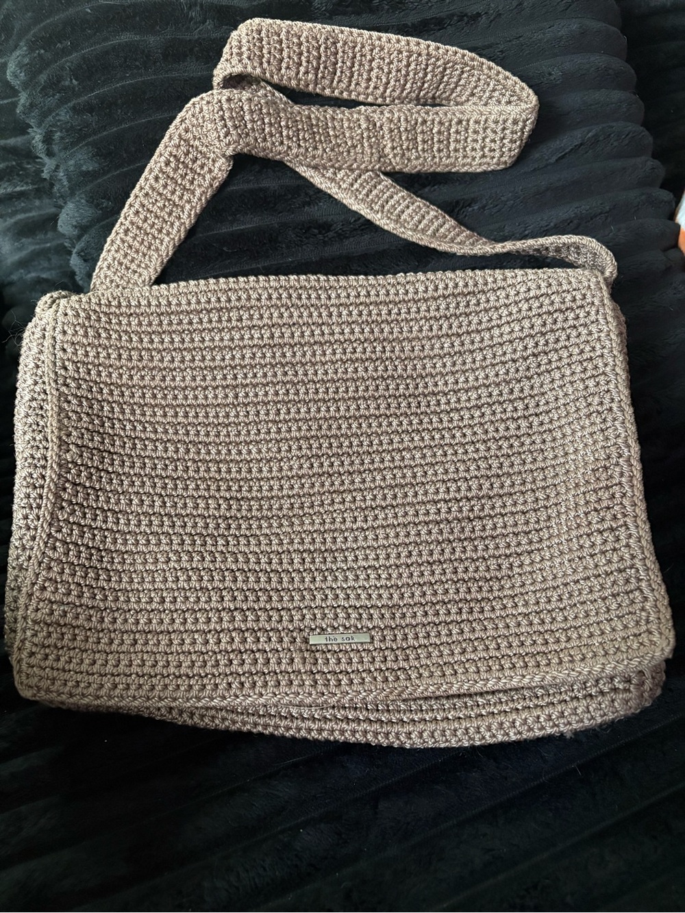 The Sak Crochet Crossbody Bag in Taupe
